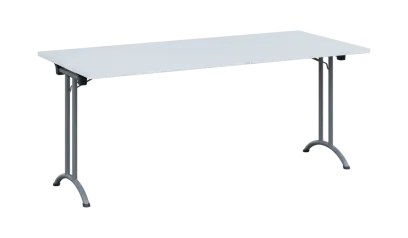 SLA 180 lak skládací jednací stůl 1800x800, deska 25 mm, podnož stříbrný lak, deska bílá